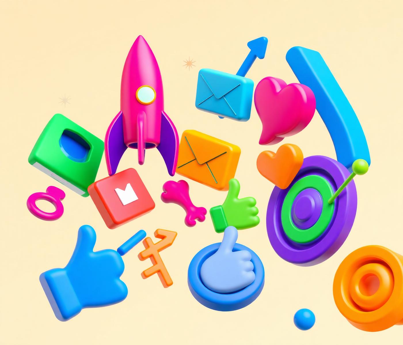 Colourful icons representing advertising channels
